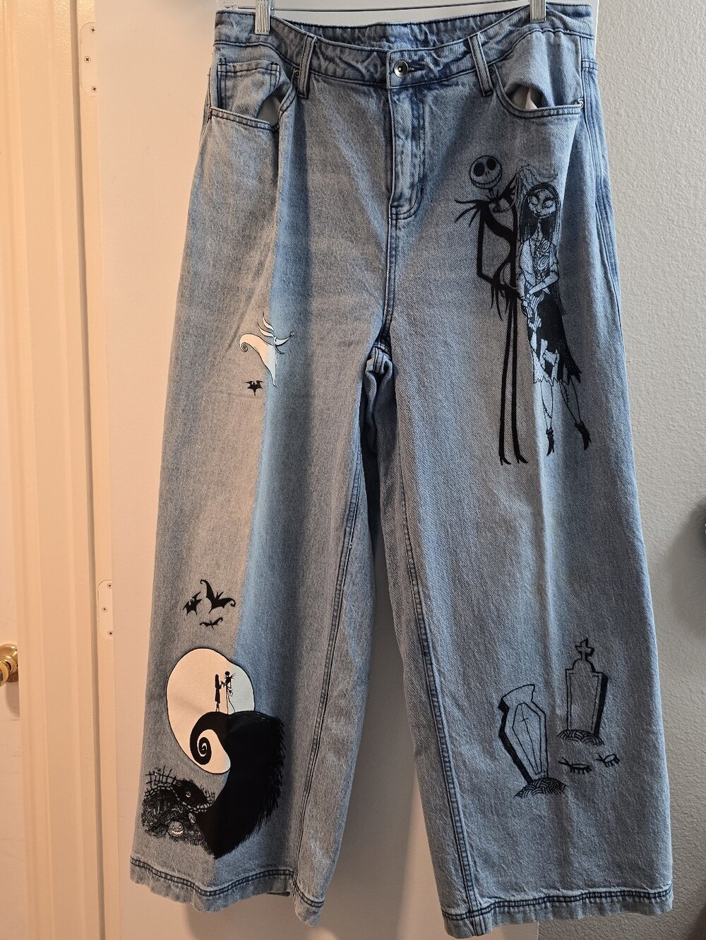 31 Light Blue Straight-Leg Graphic Jeans featuring Jack & Sally